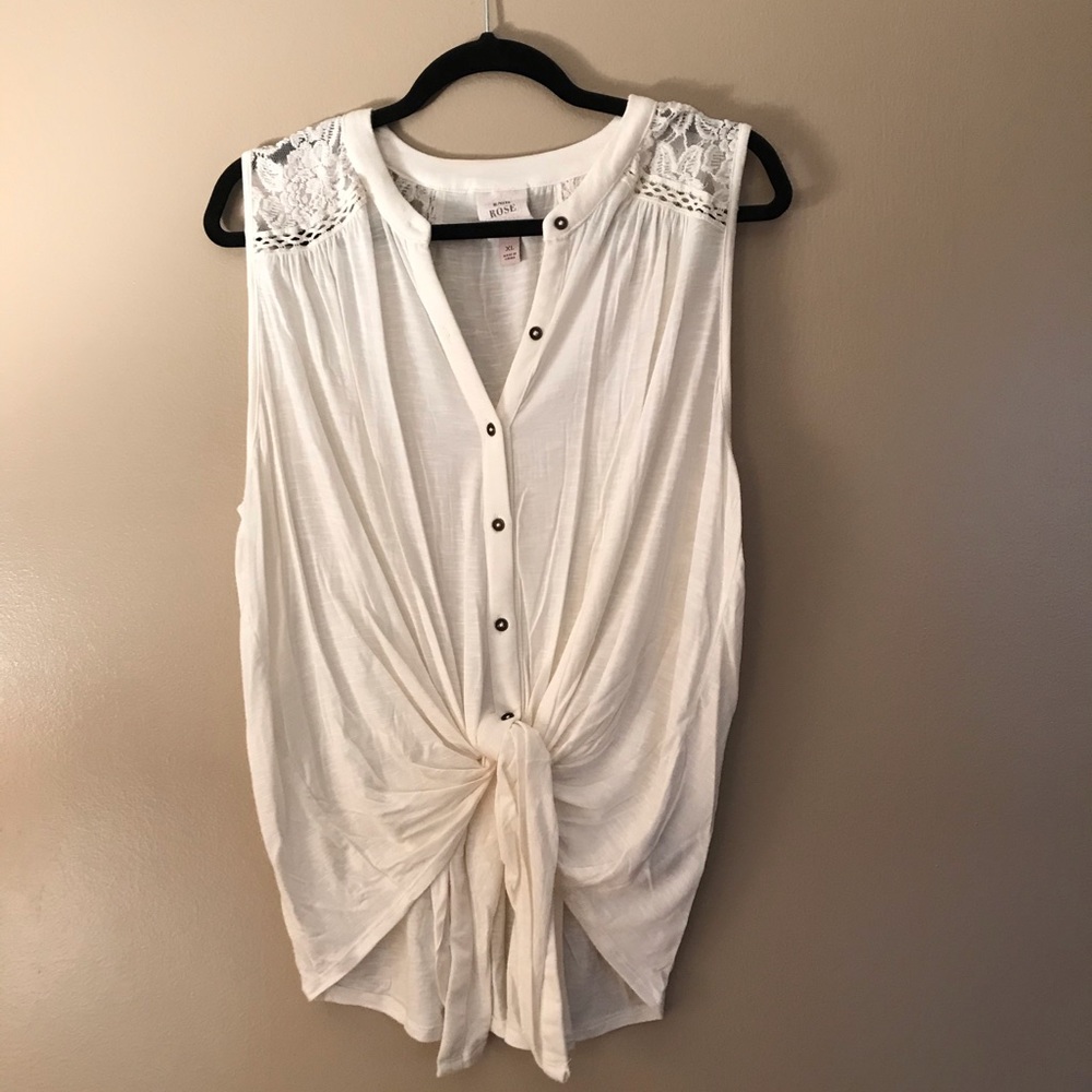 Knox Rose Ivory Tied Top